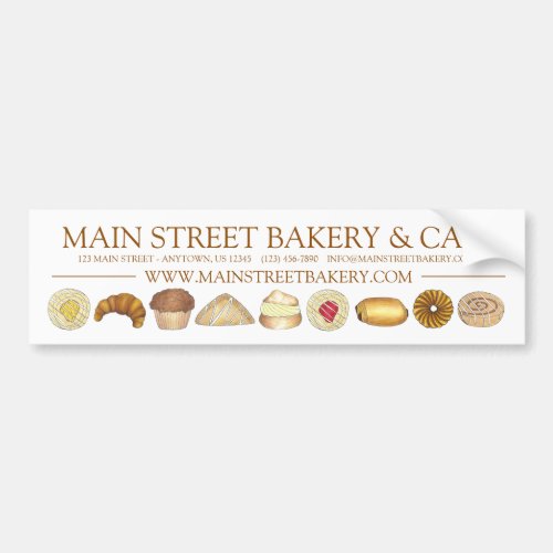 Bakery Baked Goods Croissant Donut Muffin Pastries Bumper Sticker