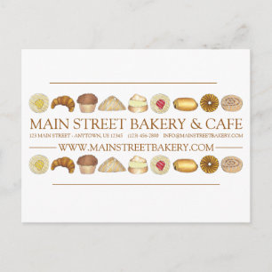Bakery Baked Goods Croissant Donut Muffin Pastries Postcard