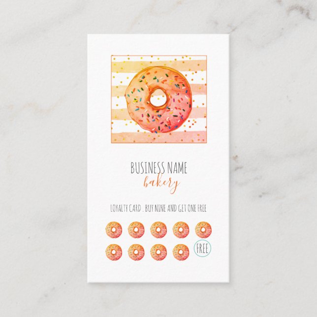 Bakery Baker Donut Pastry Chef Loyalty Card (Front)
