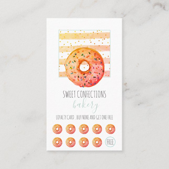 Bakery Baker Donut Pastry Chef Loyalty Card (Front)