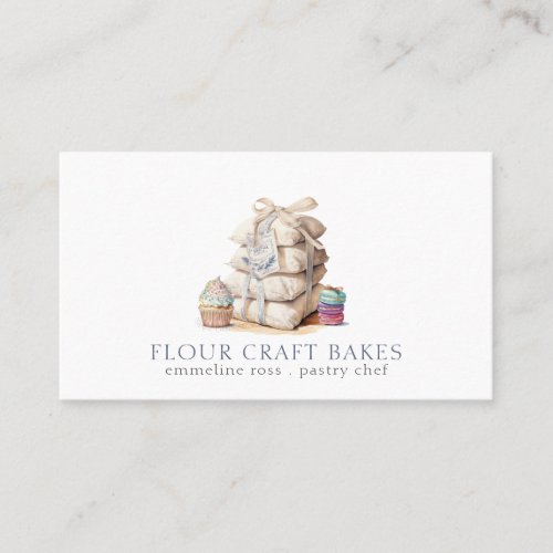 Bakery Baker Pastry Chef Flour Bags Baked Goods Business Card