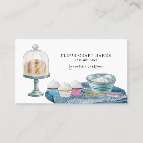 Bakery Baker Pastry Chef Watercolor Baked Goods Business Card