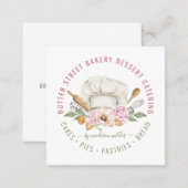 Bakery Baker Pastry Chef Watercolor Baking Utensil Square Business Card (Front/Back)