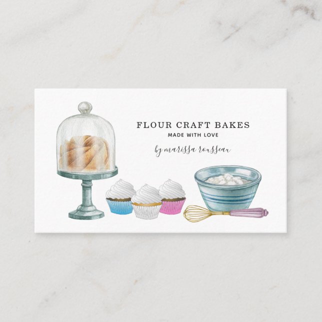 Bakery Baker Pastry Chef Watercolor  Business Card (Front)
