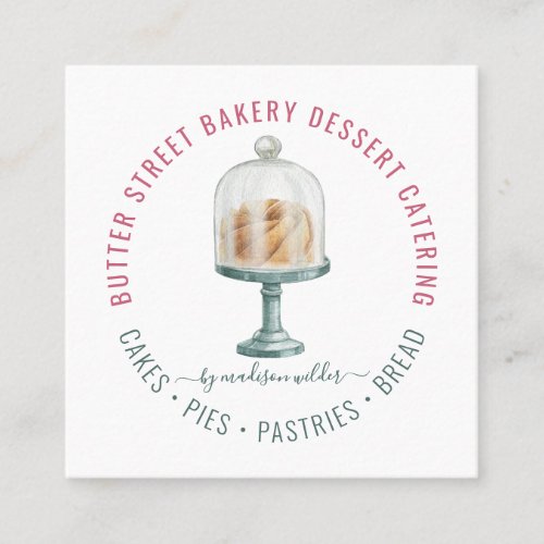 Bakery Baker Pastry Chef Watercolor  Square Business Card