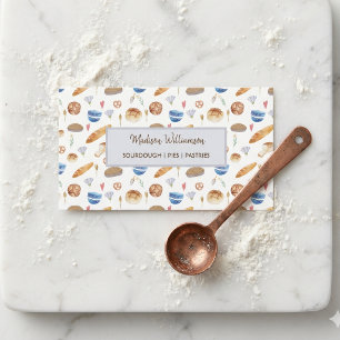 Bakery   Baker  Watercolor Patern Business Card