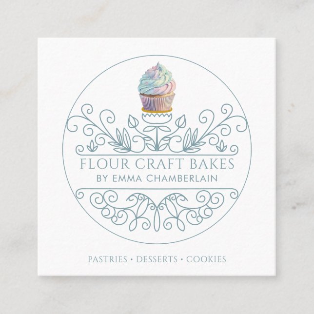 Bakery Baker's Cupcake Logo Business Card (Front)