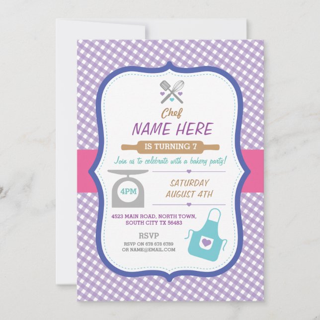 Bakery Baking Any Age Birthday Party Girls invite (Front)