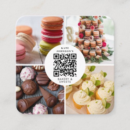 Bakery Baking Sweets Photo QR Code Social Media Square Business Card