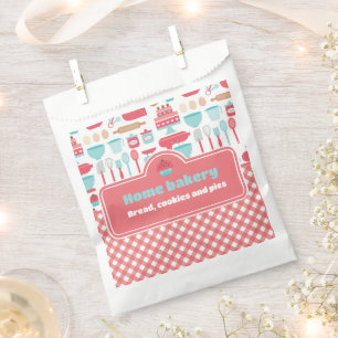 Bakery Baking Utensils Pattern Red Gingham Favor Bag