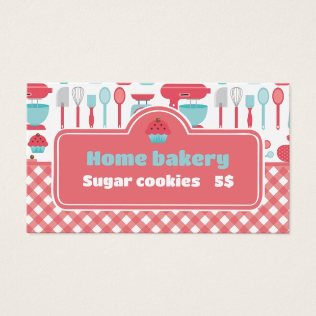 Bakery Baking Utensils Red Gingham Price Tag (Front)