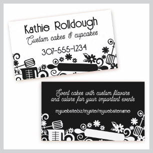 Bakery baking utensils rolling pin measuring spoon business card