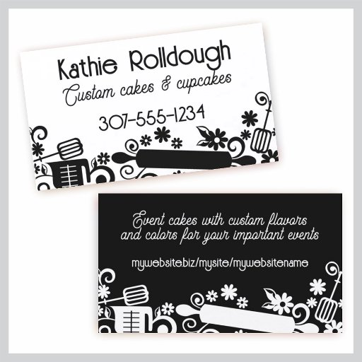 Customizable Baker baking pastry chef utensils white business c business card template