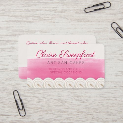 Bakery baking wedding cakes cupcakes pink frosting business card