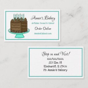 Bakery Birthday Cake Teal and Black Business Card