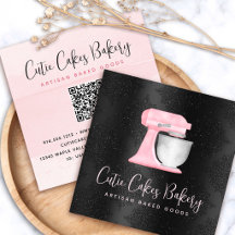 Bakery Blush Pink Kitchen Mixer QR Code on Black