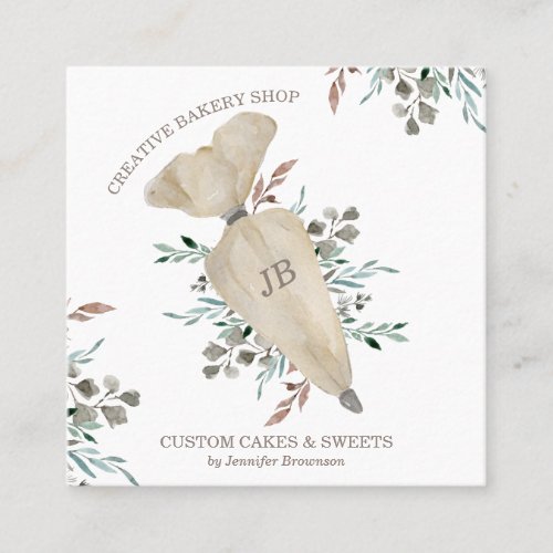 Bakery Boho Chic Food Maker Square Business Card