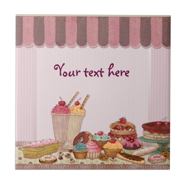 Bakery Boutique Cakes - Patisserie - Customize Ceramic Tile (Front)