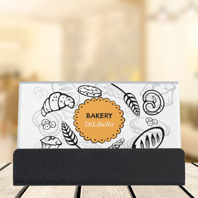 Bakery Bread Illustrations Desk Business Card Holder (Bakery Bread Illustrations Desk Business Card Holder)