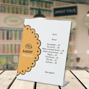 Bakery Bread Illustrations Menu & Price List Pedestal Sign