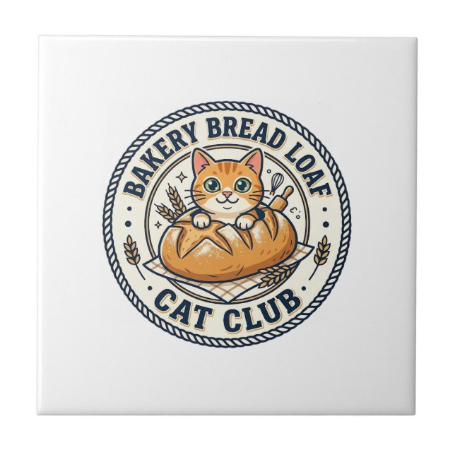 Bakery Bread Loaf Cat Cat Mom Gift Idea - Bakery B Ceramic Tile (Front)