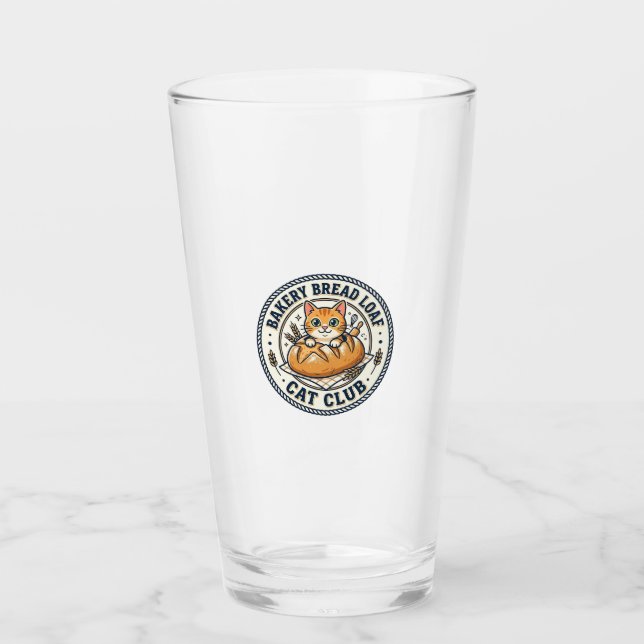 Bakery Bread Loaf Cat Cat Mom Gift Idea - Bakery B Glass (Front)