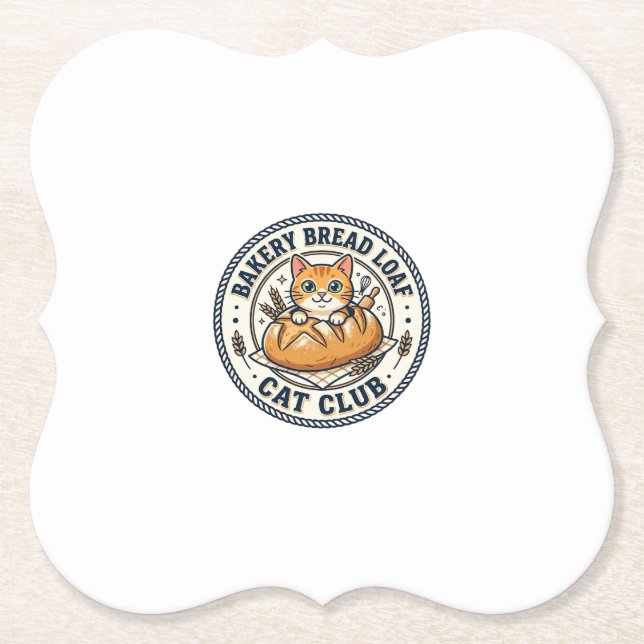 Bakery Bread Loaf Cat Cat Mom Gift Idea - Bakery B Paper Coaster (Front)