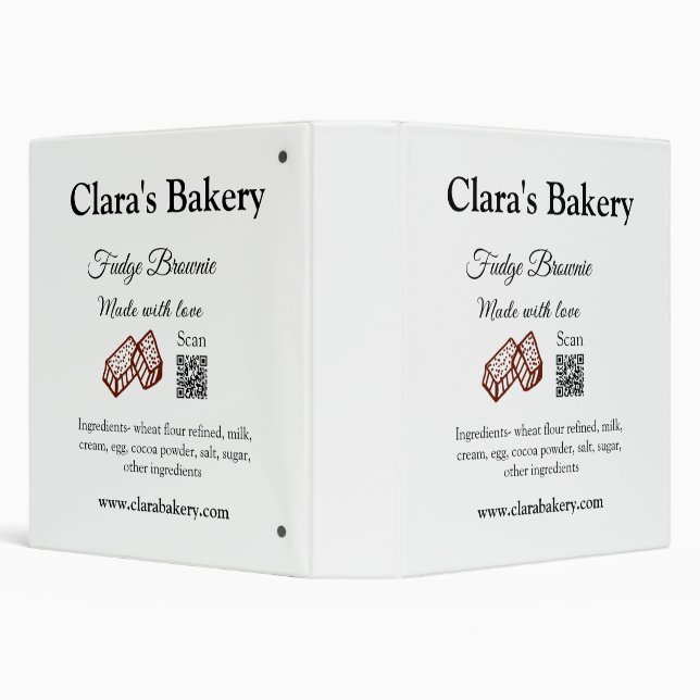 Bakery brownie add ingredients made with love q r  3 ring binder (Background)