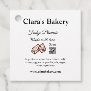 Bakery brownie add ingredients made with love q r  favor tags