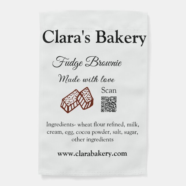 Bakery brownie add ingredients made with love q r  garden flag (Front)