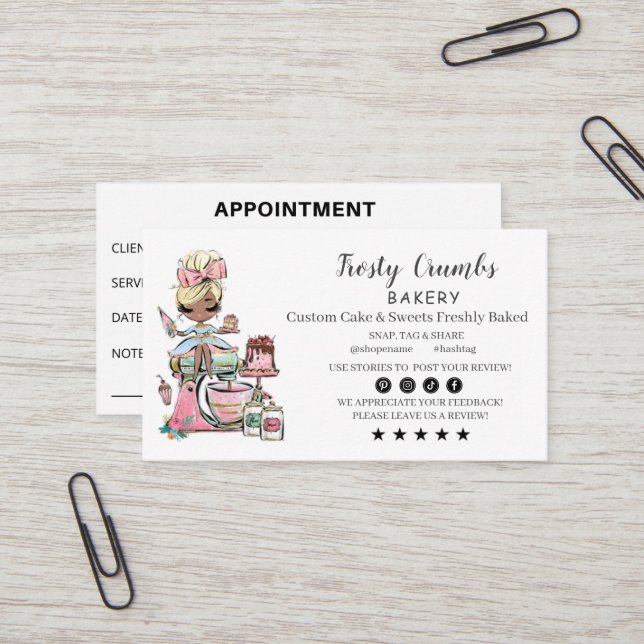 Bakery Business  APPOINTMENT Business Card (Front/Back In Situ)