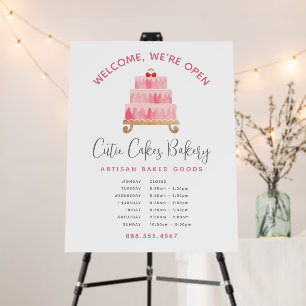 Bakery Business Blush Pink Cake Dessert Welcome Foam Board