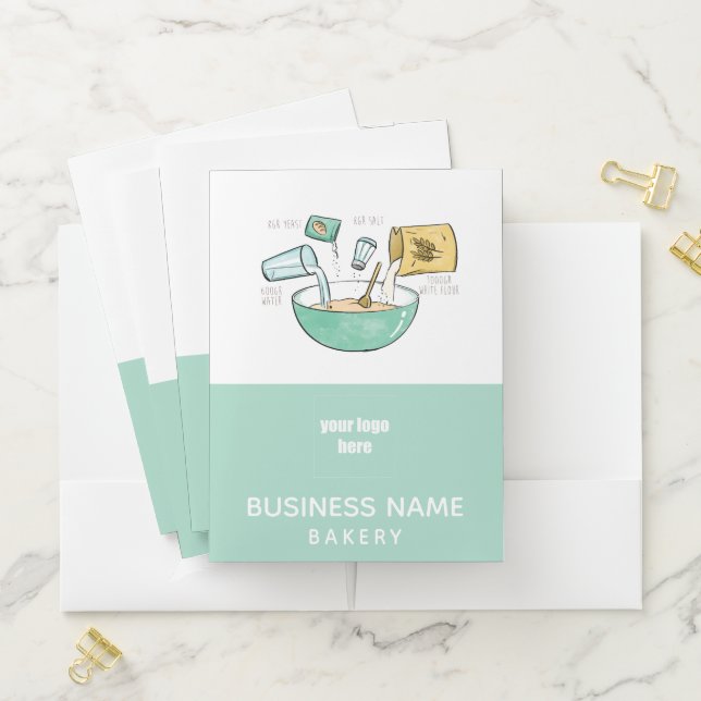 Bakery Business Bread Recipe Logo Pocket Folder (In Situ)