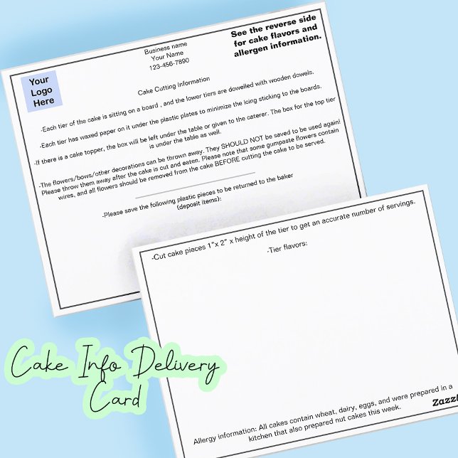 Bakery Business Cake Delivery Card for Event Site  (Creator Uploaded)