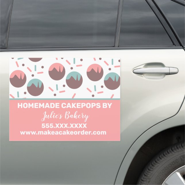 Bakery Business Cakepops Designer Sprinkles Sweet Car Magnet (In Situ)