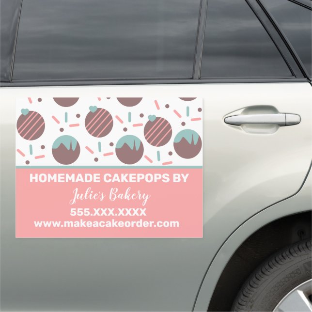 Bakery Business Cakepops Designer Sprinkles Sweet Car Magnet (In Situ)