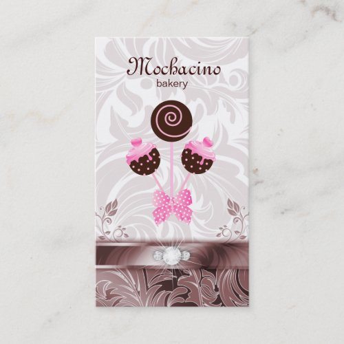 Bakery Business Card Cake Pops Swirls Pink Brown