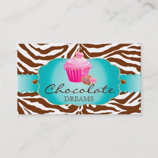 Customizable Bakery Business Card Chocolate Cupcake pink