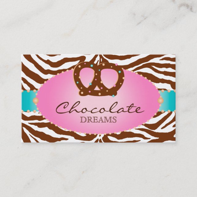 Bakery Business Card Chocolate Pretzel blue (Front)