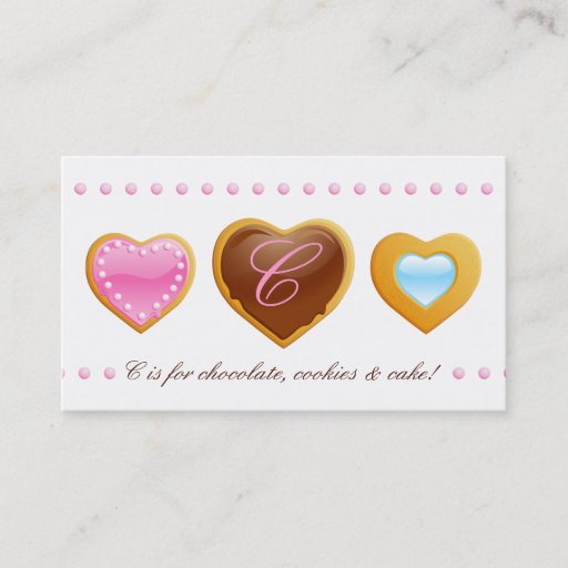 Customizable Bakery business card cookies heart chocolate C
