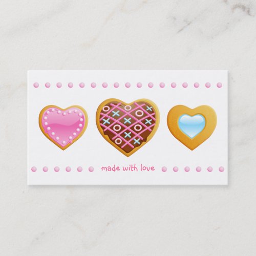 Bakery business card cookies heart chocolate pink