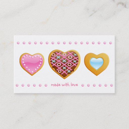 Customizable Bakery business card cookies heart chocolate pink