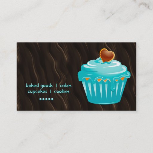 Customizable Bakery business card cupcake blue chocolate brown
