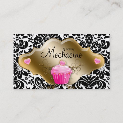 Customizable Bakery Business Card Cupcake Pink Caramel