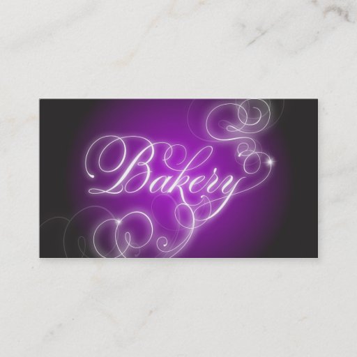 Customizable Bakery Business Card Elegant Flourish Glow