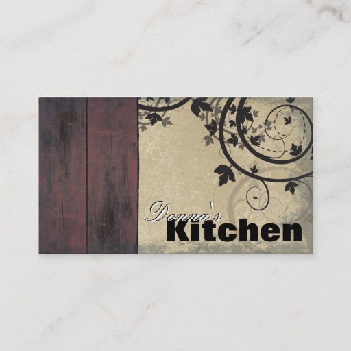 Customizable Bakery Business Card - Vintage Barn Board &amp; Vines