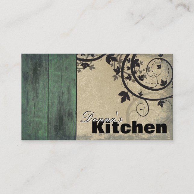 Bakery Business Card - Vintage Barn Board & Vines (Front)