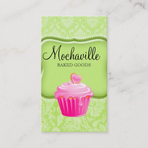 Bakery Business Card Vintage Damask Lime