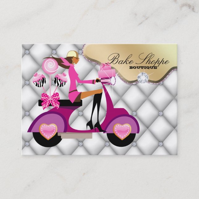 Bakery Business Card White Diamonds Cake Pops B (Front)