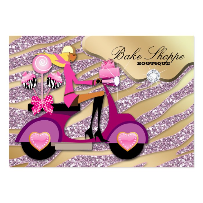 Bakery Business Card Zebra Pink Cake Pops